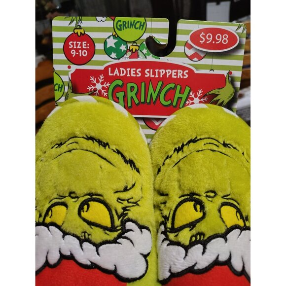 Dr Seuss The Grinch slippers ladies slip-on Christmas  size 9-10 - Picture 4 of 4